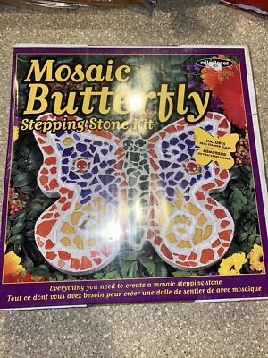 Milestones Mosaic Stepping Stone Kit Butterfly 12" Stained Glass Craft Garden - Image 1 of 2