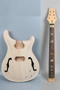 1set Guitar Kit Guitar Neck 22Fret Semi hollow Guitar Body Maple Cap Set in - Picture 1 of 6