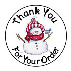 24 THANK YOU CUTE CHRISTMAS SNOWMAN LABELS ROUND STICKERS 1.67