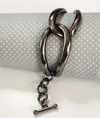 Pulsera de Eslabones Grandes Gunmetal Minimalista Industrial Moda Motociclista Gótico Vampiro Foto 1 de 4