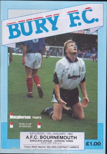 1990/91 BURY V BOURNEMOUTH 12-01-1991 Division 3 - Picture 1 of 1