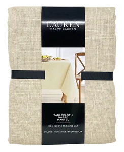 RALPH LAUREN 60 x 120" Designer Holiday Tablecloth Holland Natural Seats 10-12P - Picture 1 of 2