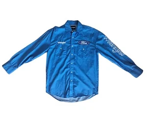WRANGLER FORD embroidered western rodeo shirt mens size M logo pearl snap button - Picture 1 of 12