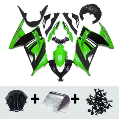 Carenados ABS verdes negros para carrocería Kawasaki EX300R Ninja 300 2013 14 15 2017 Foto 1 de 4