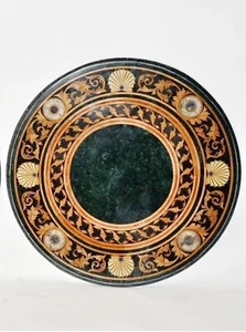 24" Green Marble Semi Precious Inlay Coffee Table Top Living Room Furniture Deco - Picture 1 of 10