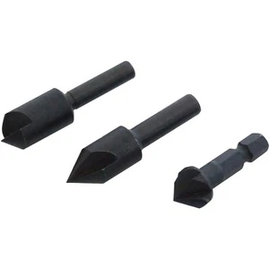 3pc Countersink Drill Bit Set 8 10 12mm Hole Hardened Tempered Steel Power Tool - Picture 1 of 1