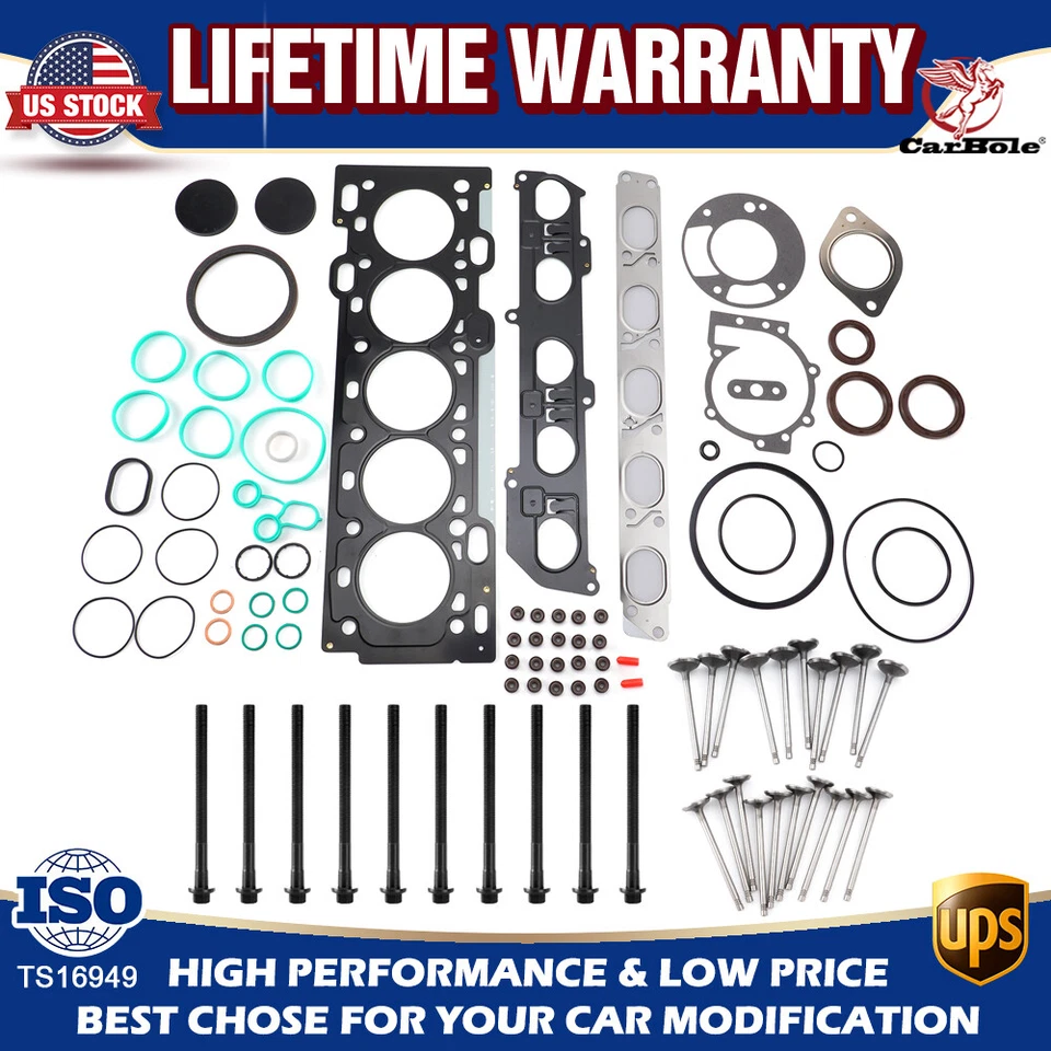 Комплект прокладок клапанов головки блока цилиндров двигателя для Volvo C30 C70 S40 S60 V50 V60 2,5 л НОВЫЙ - Изображение 1 из 4