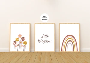 Wildflower Nursery Print Set of 3 | Pink Nursery Decor Girl | Floral Nursery - Picture 1 of 11