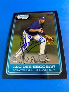 ALCIDES ESCOBAR 2006 BOWMAN CHROME AUTO SIGNED MILWAUKEE BREWERS ROYALS ROOKIE - Picture 1 of 3