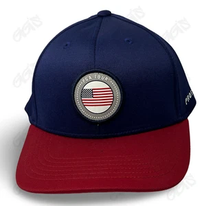 PGA Tour Ball Cap Blue Cap Red Bill Golf Pro Series Adjustable US Flag Patch - Picture 1 of 8
