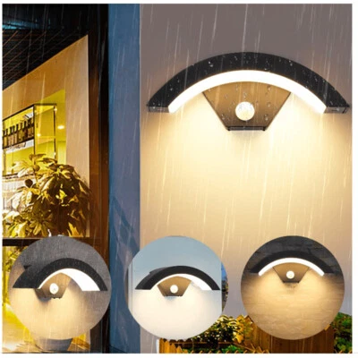 Modern Curved Outdoor LED Wall Light PIR Motion Sensor Outside Garden Porch Lamp - Image 1 of 4