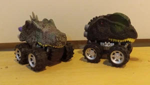 Dinosaur Monster Truck Lot (2) Mini Dinosaur Pull Back Vehicles WORKING - Picture 1 of 6