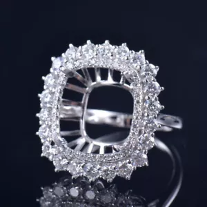 Custom Cushion 14×12mm Solid Platinum VS Lab Grown Diamond Ring Setting - Picture 1 of 8