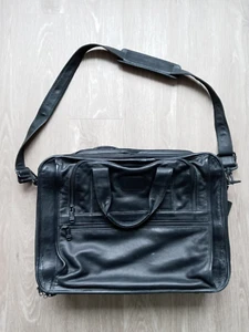 Maletín organizador de cuero negro TUMI para hombre + correa para el hombro - Imagen 1 de 15