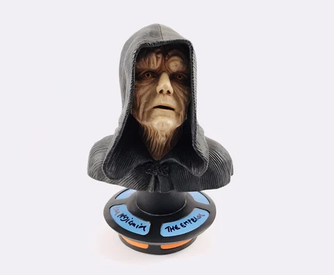 Star Wars Ian McDiarmid Signed Emperor Palpatine Statue Bust Official Pix Holo Cover
