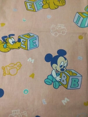 Drap Plat Vintage Mickey Disney Babies rose 110 x 170 cm - Photo 1/4