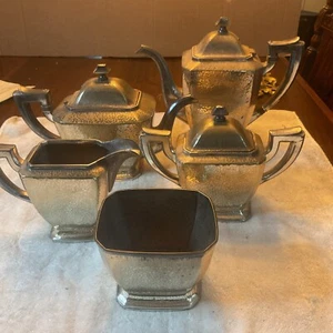 VTG SHEFFIELD 5 Pc SILVER PLATE HAND HAMMERED Coffee Tea Service Set - Picture 1 of 11