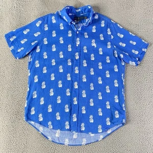 Polo Ralph Lauren camicia uomo blu medio ananas 100% lino vestibilità classica spiaggia - Foto 1 di 11