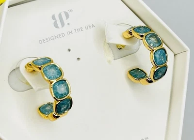 Pendientes Bomb Party ER94769 As Light Loops Back Lab Aqua Blue Ice Crystal G/P Foto 1 de 3