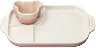 Le Creuset Baby Dish Multi plate & Ramukan Stoneware Milky Pink Japan New - Image 1 of 4