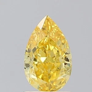 1.12 Cts Pear CVD Fancy Vivid Yellow VS1 IGI Certified Lab Grown CVD Diamond - Picture 1 of 10