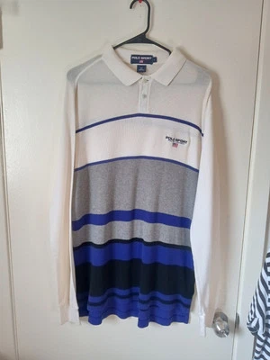 Vintage Ralph Lauren Polo Sport Long Sleeve Thermal Waffle Shirt Striped Size L - Изображение 1 из 4