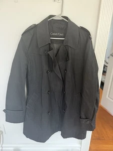 Calvin Klein Black Double Breasted Raincoat size 38R - Picture 1 of 4