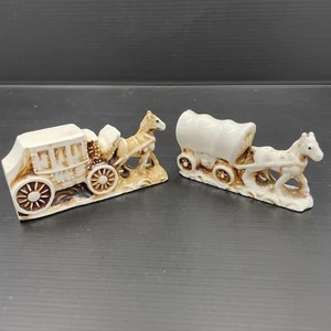 Vintage Small Ceramic Figures, Cover Wagon and Stagecoach - Picture 1 of 12