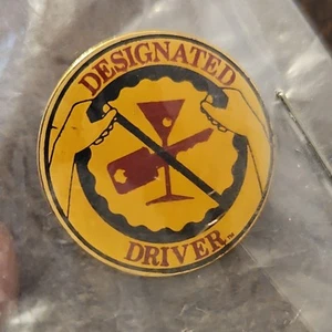 DESIGNATED DRIVER Pin Lapel Hat Steering Wheel Key Martini Glass Logo - Picture 1 of 5