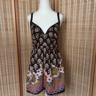 Top babydoll vintage Y2K Charlotte Russe marrón floral con detalles de lunares Foto 1 de 4