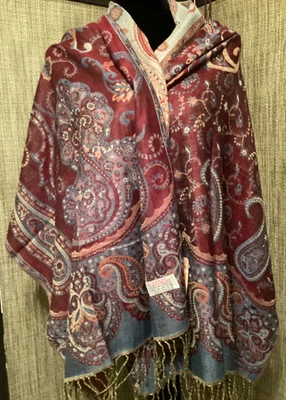 NUEVO CON ETIQUETAS ALMHD CO Jerusalén 100% Cachemira Elegante Paisley Bufanda/Chal/Envoltura Foto 1 de 4