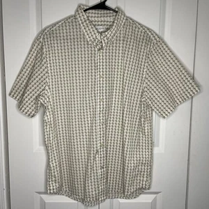 Club Monaco Tan Geo Print Button Up Slim Fit Size Large Men’s Short Sleeve Ralph - Picture 1 of 7