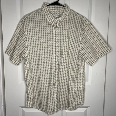 Club Monaco Tan Geo Print Button Up Slim Fit Size Large Men’s Short Sleeve Ralph - Image 1 of 4