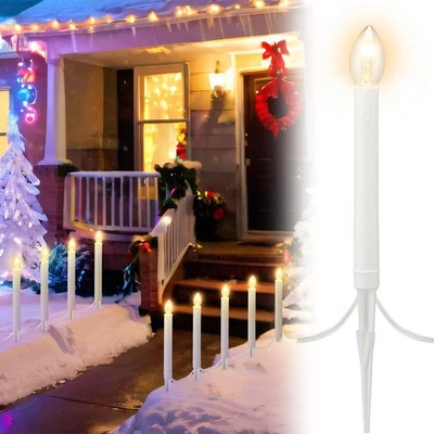 TUJOE 10 Pcs Christmas Decorations Outdoor Candle Lights with Stakes, 19.5 ft Pathw...