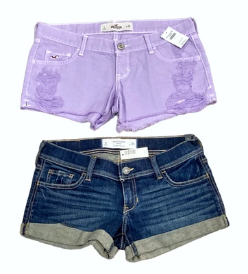 Nuevo con etiquetas Lote de 2 Pantalones Cortos de tiro bajo 25 Gilly Hicks Cheeky Stretch y Hollister Lavanda Foto 1 de 4