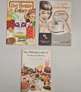 3 Vintage Cookbooks Food Processor Cookery / Your Waring Cookbook Model K Mixer - Foto 1 di 24