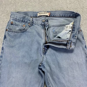 Levis 505 Jeans Womens 34x29 Regular Light Wash Denim Flower Distressed 32x27 - Picture 1 of 17