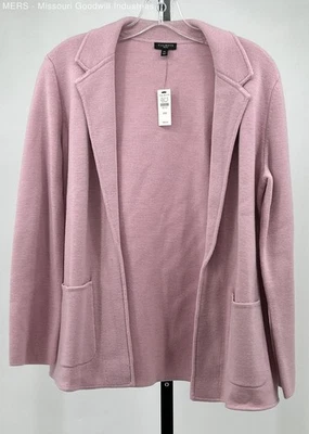 Talbots Women Pink Solid Open Front Sweater Cardigan - Size PM - Image 1 of 4