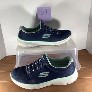 Skechers Slipper Sneaker Relaxed Fit Memory Foam Navy Blau Aqua Größe 9,5 - Bild 1 von 9