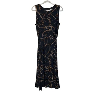 Vestido vaina Anne Klein para mujer 16 negro sin mangas con estampado de cadena ropa de oficina - Imagen 1 de 8