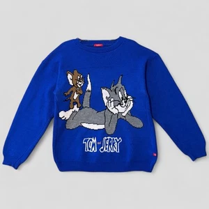 Iceberg Tom & Jerry Blue Knit Sweater Vintage 90's Cartoon Italy Size Large - Picture 1 of 13