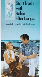 Anuncio retro vintage 1970 comienzo fresco con filtro Belair largos mentol sabor suave - Imagen 1 de 3