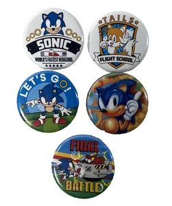 SONIC THE HEDGEHOG 1.25" PIN BOTONES (Sega) 5 pines en total! - Imagen 1 de 7