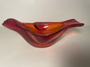 Vintage Amberina Red  Glass Bird Candy Dish - Picture 1 of 8