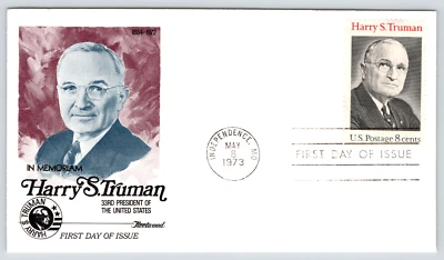 First Day Cover 8 Cent Stamp President Harry S. Truman 05/08/1973 - Image 1 of 2
