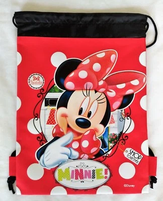ROJO Minnie Mouse Mochila con Cordón Bolso Bandolera Escuela Niño Gimnasio Bolso Foto 1 de 2