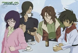 poster promo Mobile suit Gundam 00 OO anime Setsuna Tieria Lockon Allelujah - Picture 1 of 1