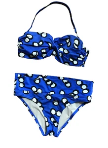 Victoria's Secret Bikini blau schwarz weiß Kreismuster Größe XS Oberteil 34C, gebraucht - Bild 1 von 11