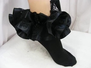 sissy adult baby goth black socks fancydress cosplay mens ladies halloween - Picture 1 of 12