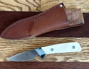 NEW Whalebone 3” Fixed Blade Scrimshaw Knife -  Eagle Design & Leather Sheath!!